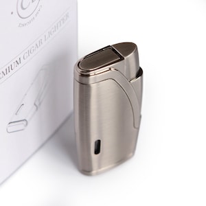 Brushed Stainless Steel Finish with Double Torch Cigar Lighter with by Case Elegance…