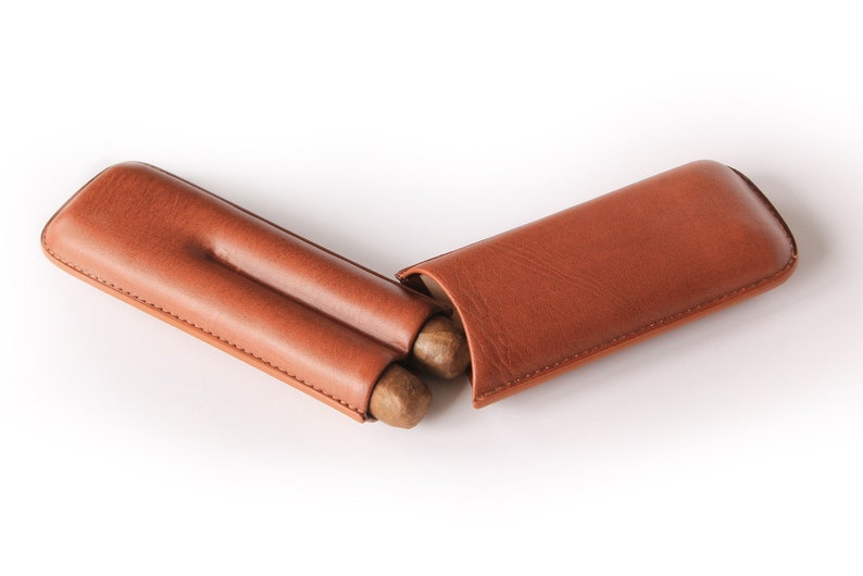 Two Cigar Travel Vegan Leather Case in Chestnut Brown by Case Elegance image 10