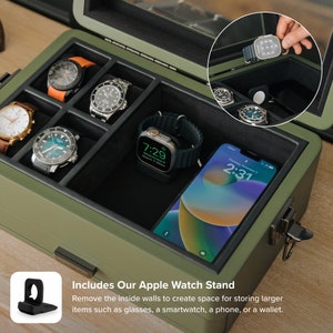 Military 10 Slot Watch Box Case Organizer for Men, Real Glass Top ...