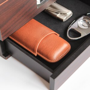 Two Cigar Travel Vegan Leather Case in Chestnut Brown by Case Elegance image 8