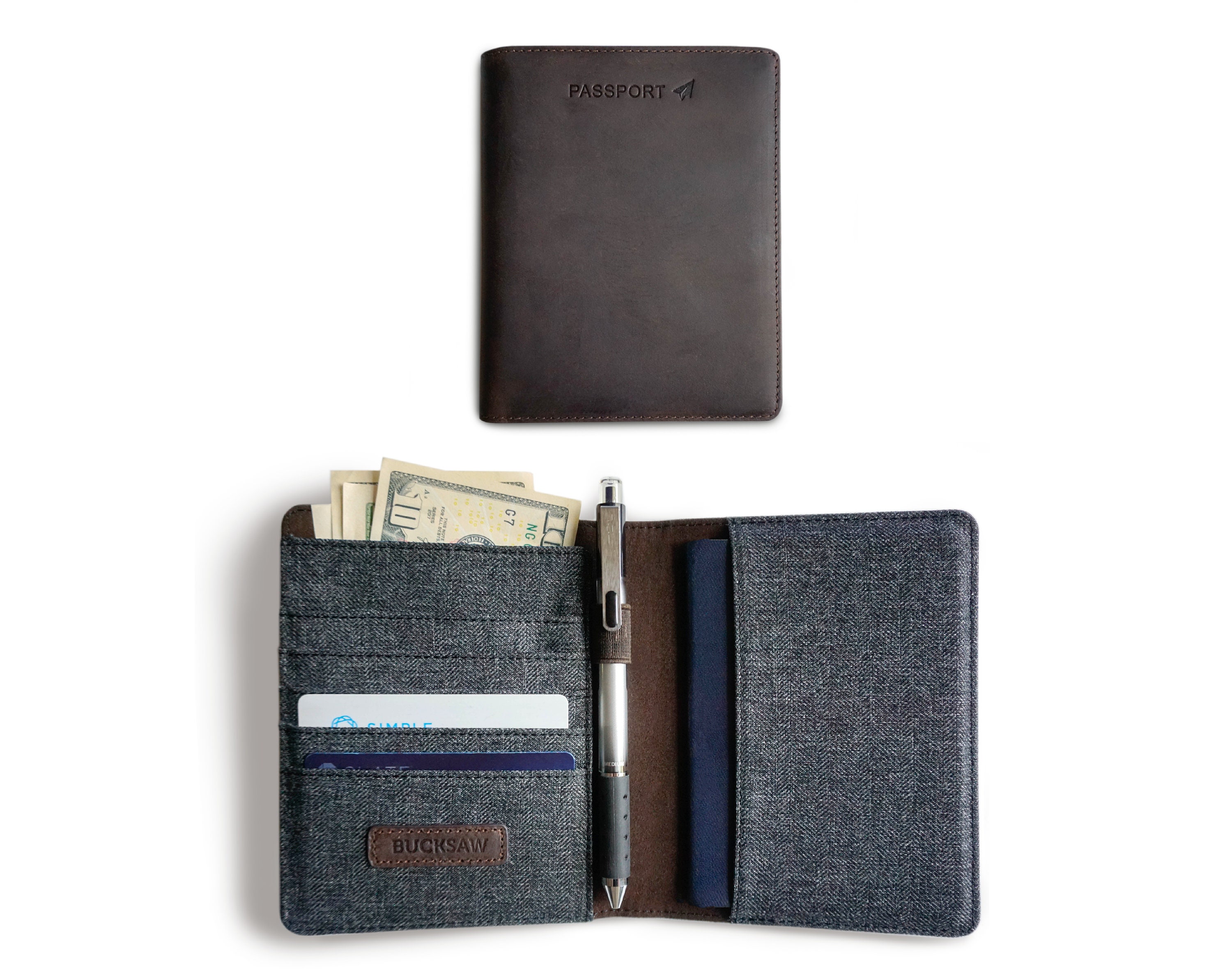 Brown Crazy Horse Leather Passport Wallet Holder by Case Etsy