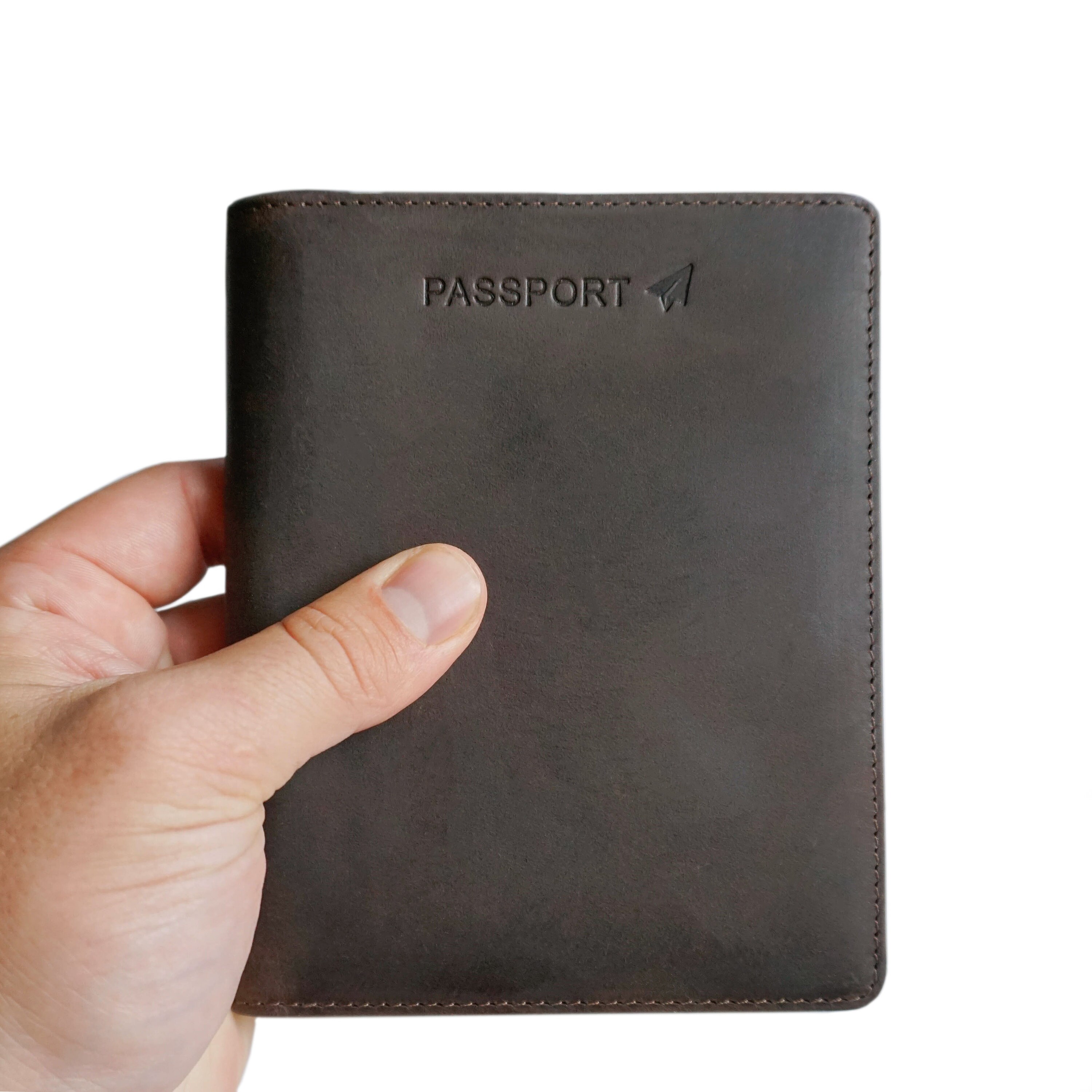 Brown Crazy Horse Leather Passport Wallet Holder by Case Etsy