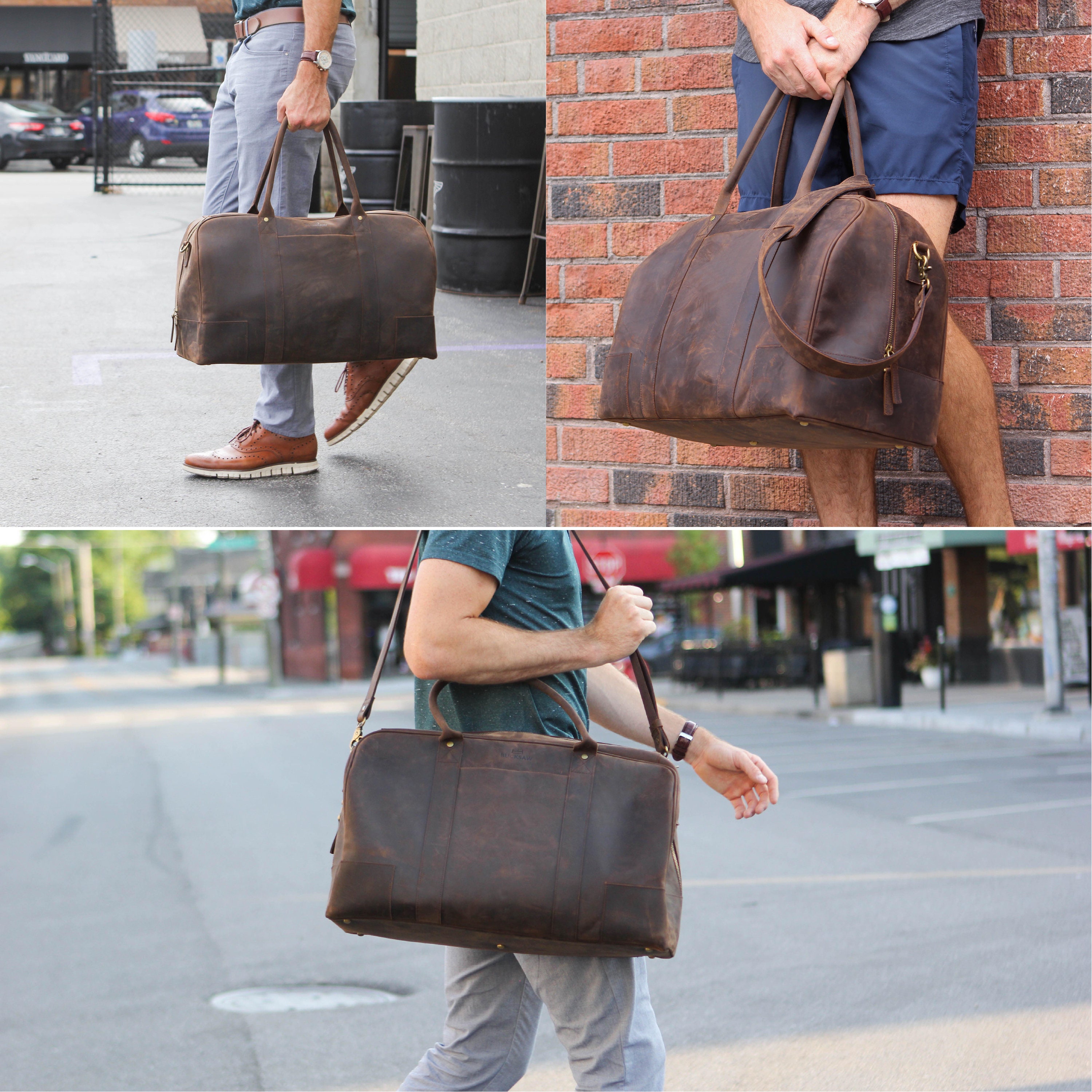 Bucksaw Travel Leather Duffel Bag Full Grain Premium Leather Etsy