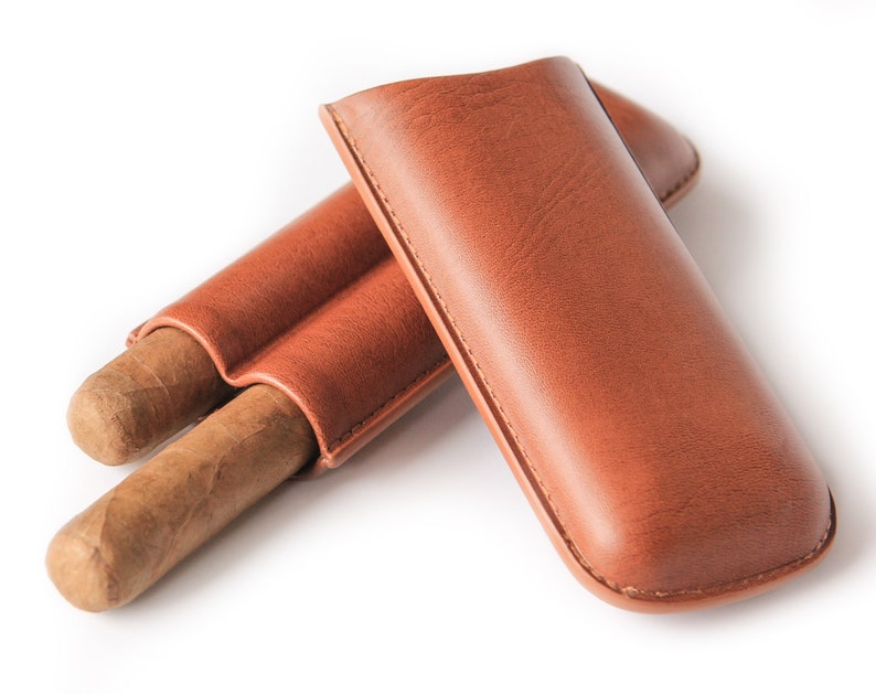 Two Cigar Travel Vegan Leather Case in Chestnut Brown by Case Elegance image 5