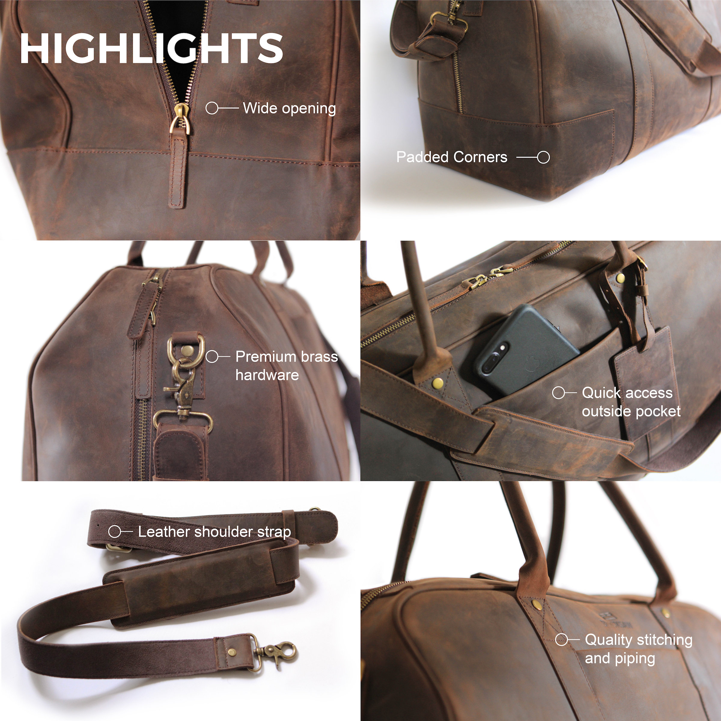 Bucksaw Travel Leather Duffel Bag Full Grain Premium Leather Etsy