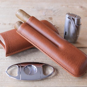 Two Cigar Travel Vegan Leather Case in Chestnut Brown by Case Elegance image 9