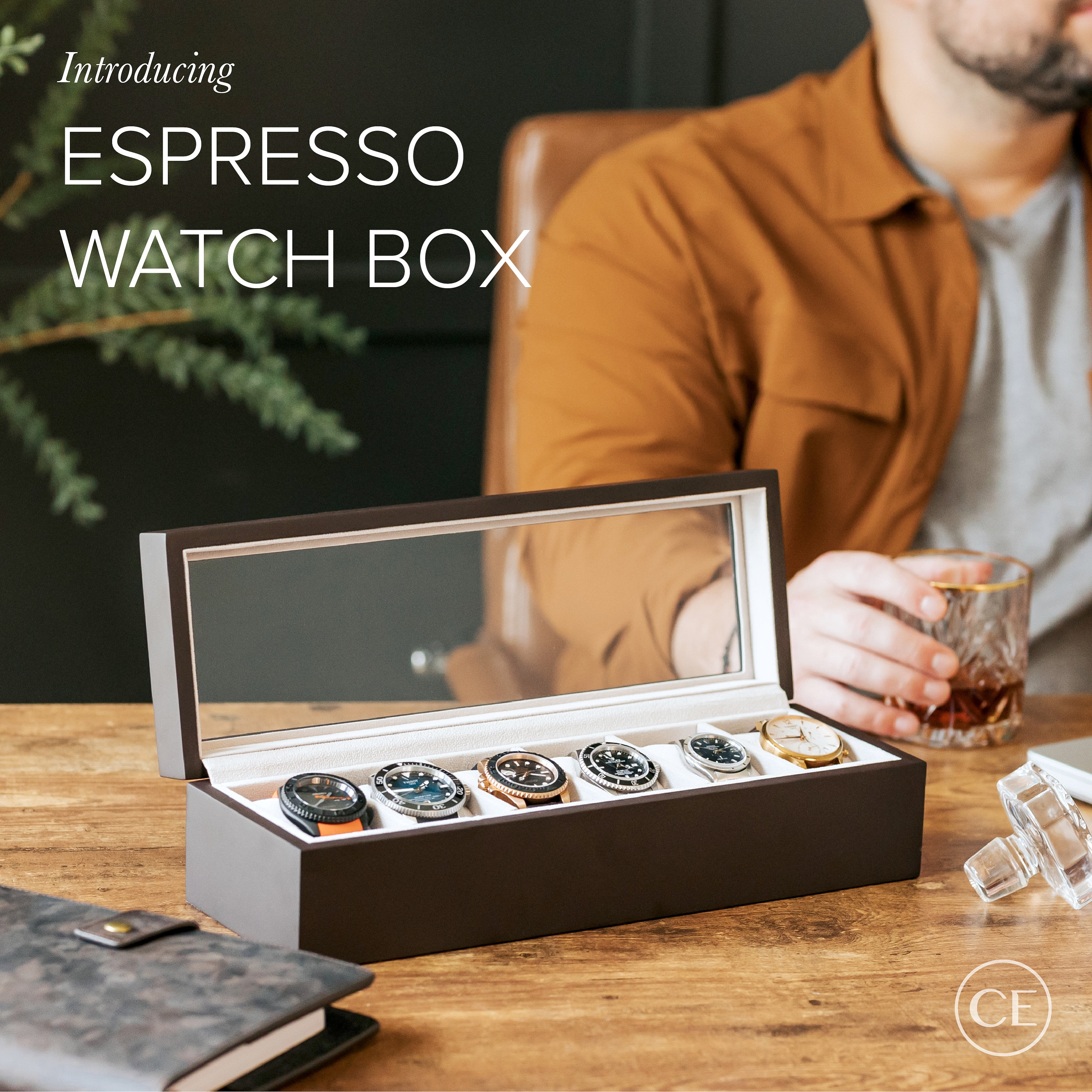 Uhrenbox Herren Holz CASE ELEGANCE Uhrenbox (Espresso