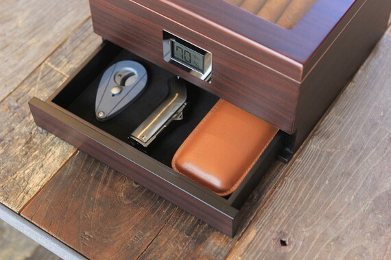 Glass Top Handcrafted Cedar Humidor With Front Digital Etsy