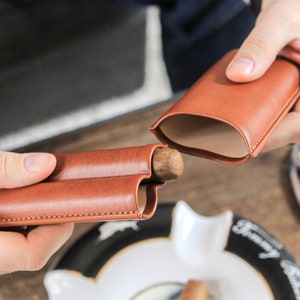 Two Cigar Travel Vegan Leather Case in Chestnut Brown by Case Elegance image 4