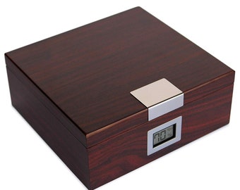 Premium Desktop Humidor Cedar lined with humidifier & front mounted hygrometer. Glass Top Libyan - Wood with USA Flag Flag of Libya Premium Desktop Humidor Cedar lined with humidifier & front mounted hygrometer. Glass Top Libyan - Wood with USA Flag Flag of Libya