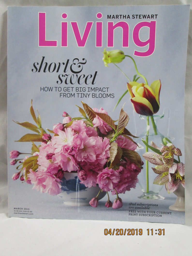 Flowers Recipe Cards incl. March 2013 Martha Stewart Living Magazine Short /& Sweet