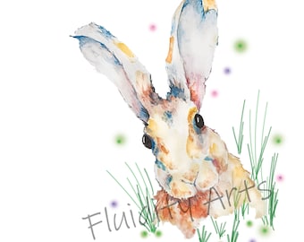 Rabbit Print,Wild Rabbit Art,Watercolour Hare Print,Woodland print Rabbit,Watercolour Rabbit Painting,Print,Giclee Illustration art,Wall art