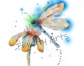 Dragonfly watercolour Print,Watercolour Dragonfly painting,Dragonfly Nature print,WildlifePrint,waterclour painting,Watercolour Animals