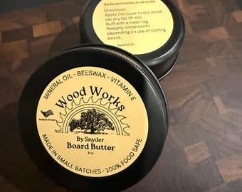 Masło do tablic Wood Works – bezpieczne dla żywności, olej mineralny i wosk pszczeli – puszka 3 uncje