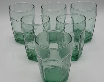 Libbey Chivalry Flat Juice Glasses Spanish Green Set Of 6 Vintage 3 3/4" Tall