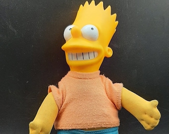 Vintage 1990 BART SIMPSON 9" Tall Plush Doll Matt Groening Hard Vinyl Head