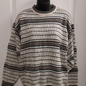 Vintage Men&#39;s Fine Line Knit Sweater Large Grampa Pull On Sweater See Measurements