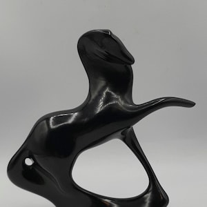 ROYAL DUX Semi Gloss Black Glaze Porcelain Horse Figurine Czech Jaroslav Jezek image 1