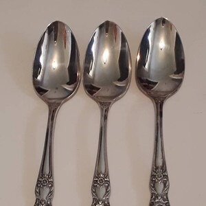 Vintage 1847 Rogers Bros International Silverplate Heritage 3 Teaspoons, Vintage Flatware Tablespoons