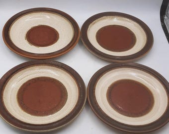 Juego de 4 platos vintage para pan y mantequilla con torno de alfarero Denby en color beige óxido