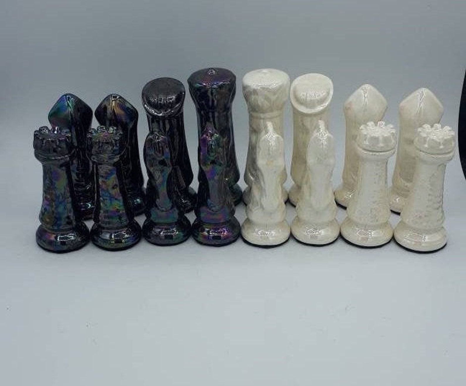 Vintage Ceramic Duncan Chess Set 32 Large Piece Medieval | Etsy