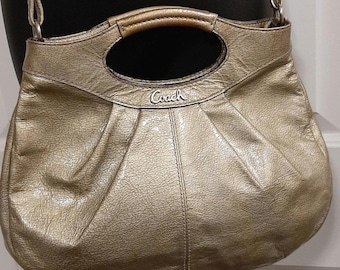 バッグ Vintage coach large bronze signature Rare Coach Signature C Metallic Canvas / Lurex Leather Bronze