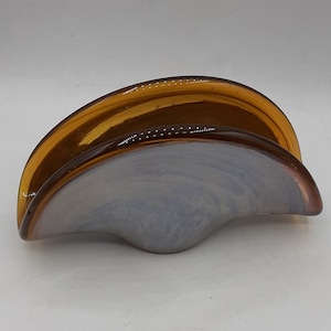 Vintage Swirl Brown MURANO Kunst Glas Serviette Briefhalter Made in Italy 18,5 cm Aufkleber