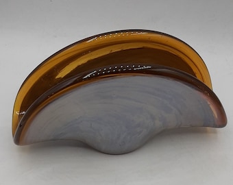 Vintage Swirl Brown MURANO Art Glass Napkin Letter Holder Made in Italy 7 1/2&quot; Sticker