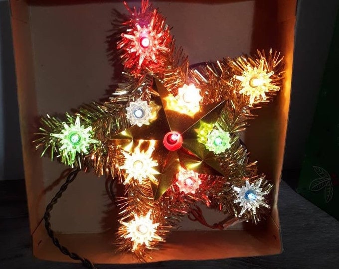 Vintage Flasher Tree Topper Star, 20 Midget Lites, Vintage Christmas