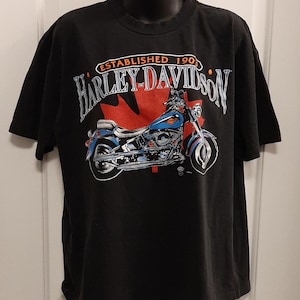 Vtg 80s Oneita Power-t Black Harley-davidson Single Stitch T-shirt