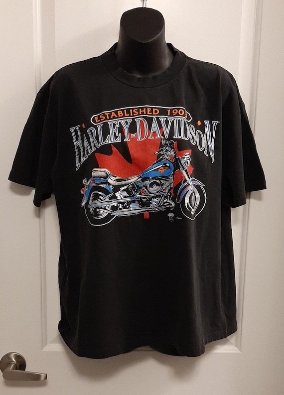 Vtg 80s Oneita Power-t Black Harley-davidson Single Stitch T-shirt