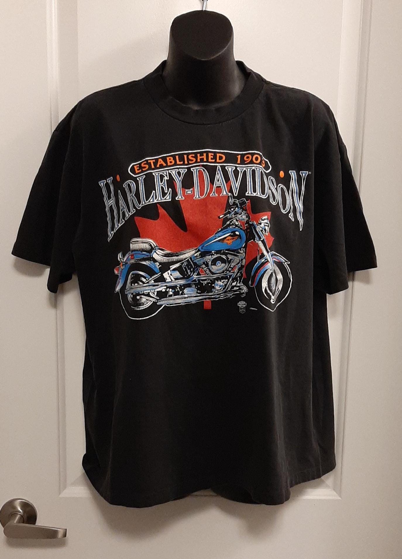 Vtg 80s Oneita Power-t Black Harley-davidson Single Stitch T-shirt