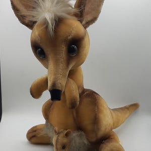 Vintage 1960&#39;s Kamar Japan Kangaroo Plush Stuffed Animal 12&quot; Tall with Tags