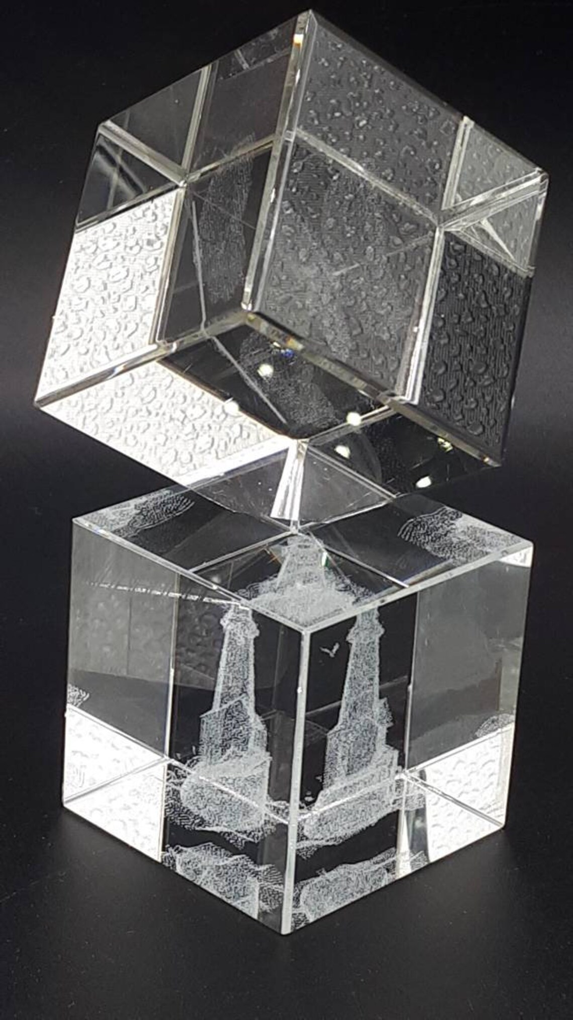 4 Vintage 3D Hologram Laser Engraved Crystal Glass Cubes Etsy