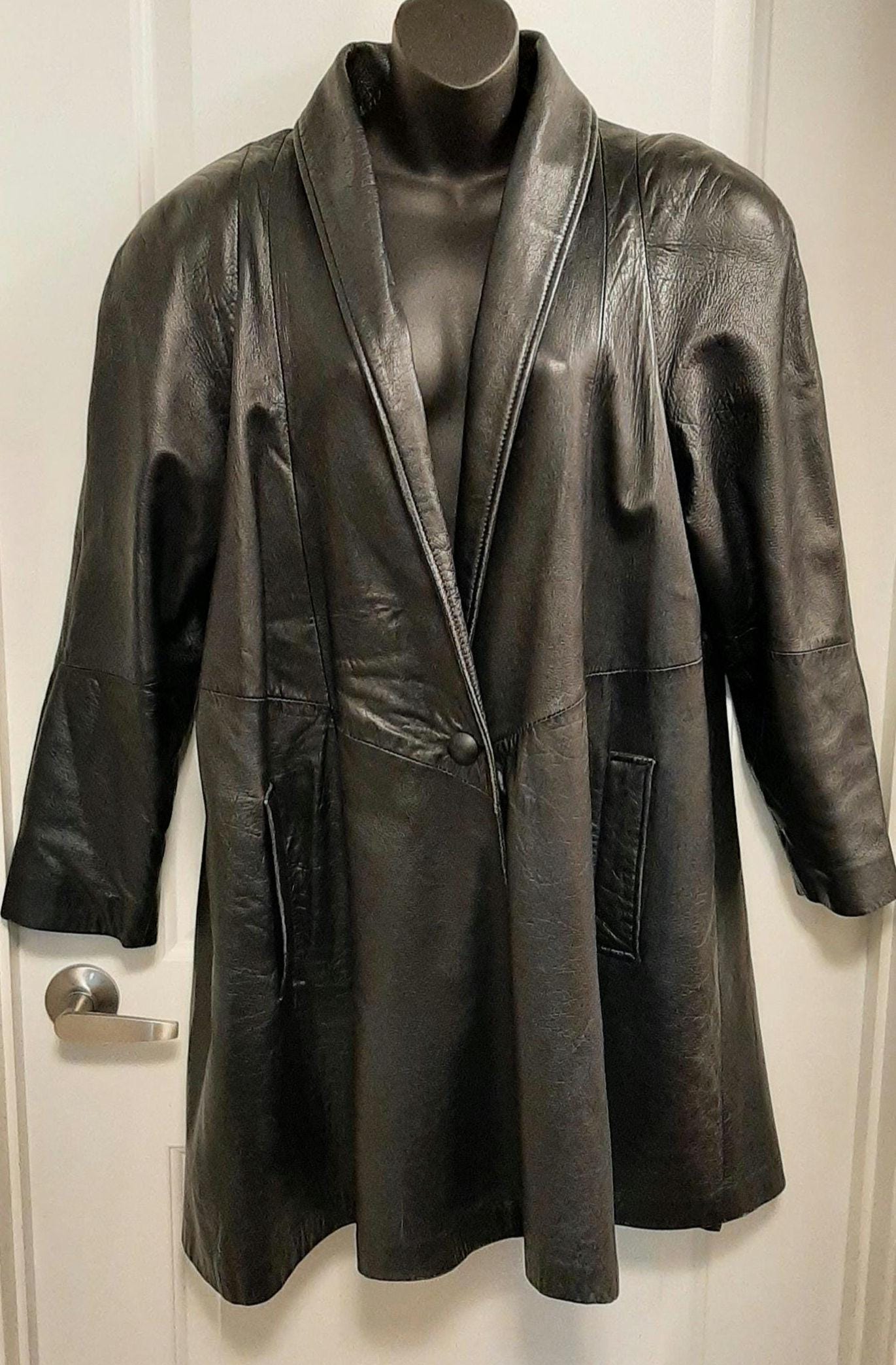 Vintage Womens ADA Soft Leather Mid Length Jacket Coat Large