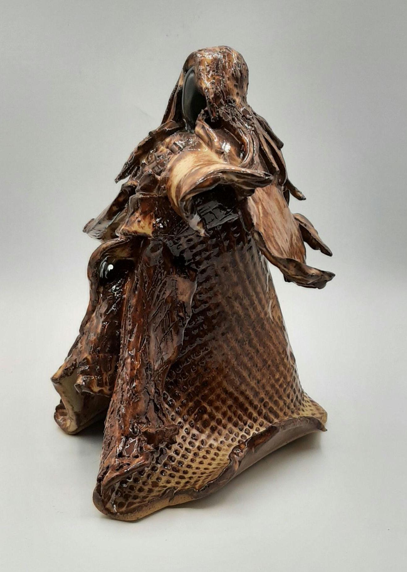 女性の顔の陶器彫刻 手作り陶芸アート陶器彫刻抽象女性像 7 1/2