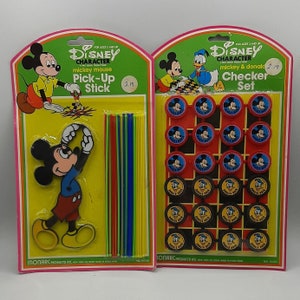 Vintage Disney Mickey Mouse Pick-Up Sticks Mickey & Donald Duck Checker Set Toys