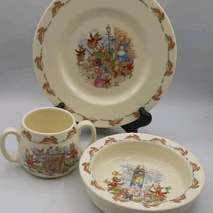 Lot Of 3 Vtg Royal Doulton Bunnykins Child's Dish Bowl Thick Bone China England