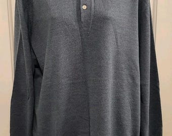Klasyczny sweter polo Brooks Brothers Extra Fine z włoskiej wełny merynosów, męski, duży, niebieski