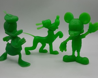 Topolino vintage, Paperino e Plutone MARX CO Walt Disney 1971 Plastica verde