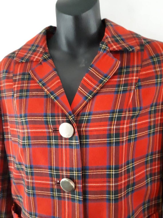 Vintage Women's Tartan Blazer Jacket Lined 4 Big … - image 2
