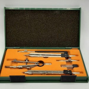 Vintage KIN 51 070 Architectural Compass Drawing Set Made In Czechoslovakia