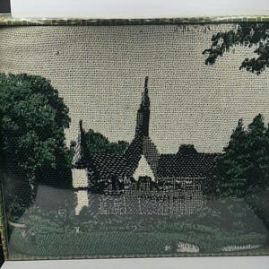 Vintage 100% Cotton Woven Throw Blanket Country Scene USA NEW Old Stock Boxed