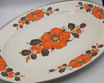 Bandeja grande ovalada Sanko Ware Show Pans, años 70, 17 3/4" x 12"