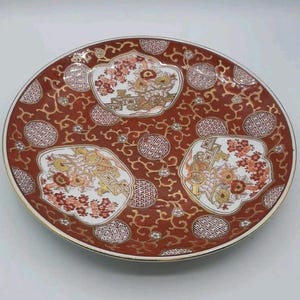 Gold & Red Imari hand painted Japan Large plate platter Rickshaw pattern Vintage