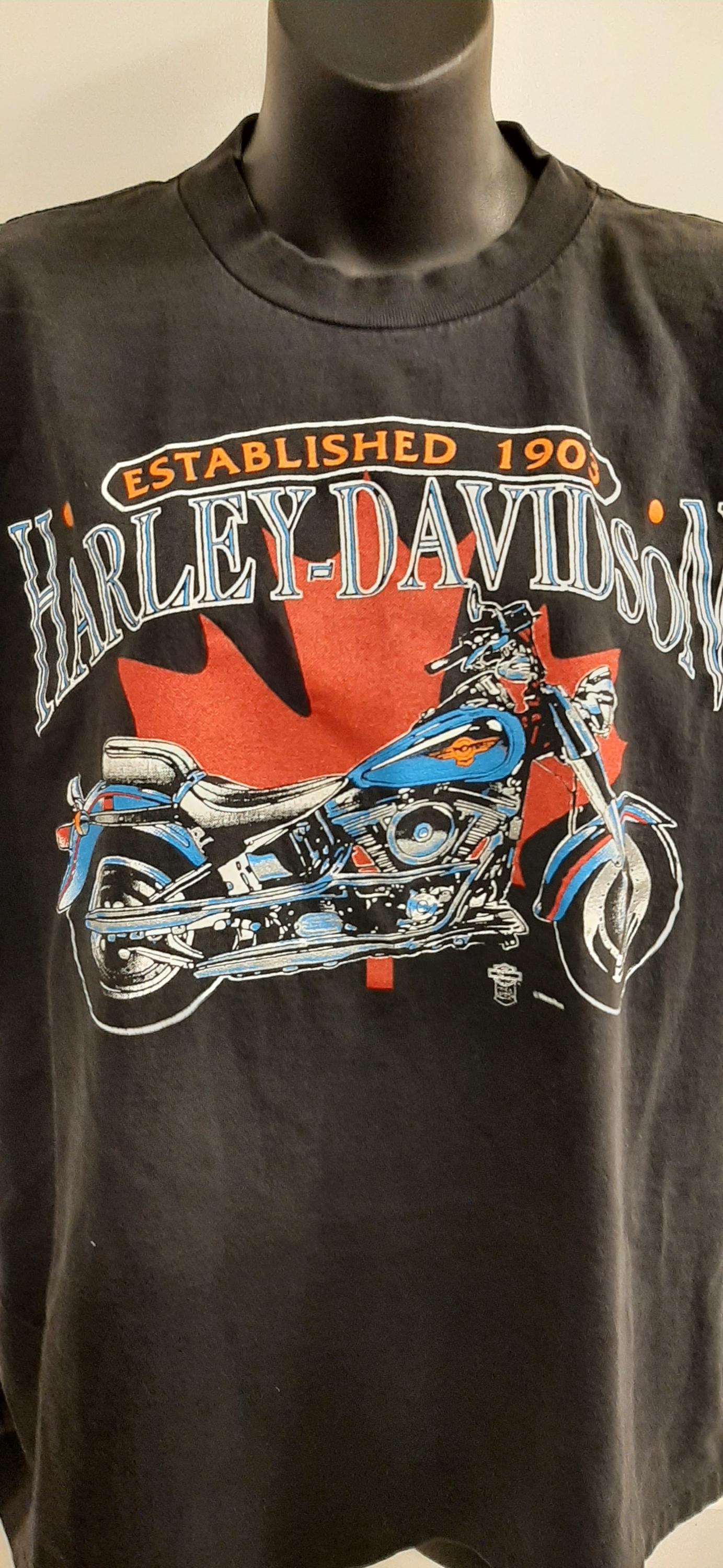 Vtg 80s Oneita Power-t Black Harley-davidson Single Stitch T-shirt