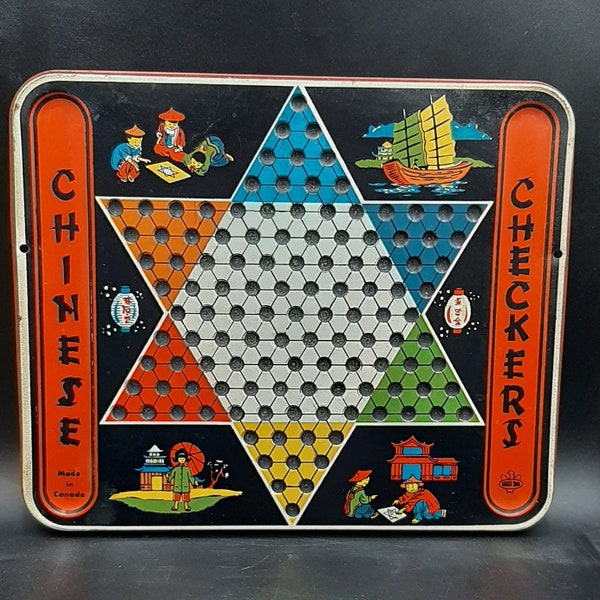 Vintage Rare Eagle Toys Chinese Checkers Board Tin Wall Decor 1960's Canada