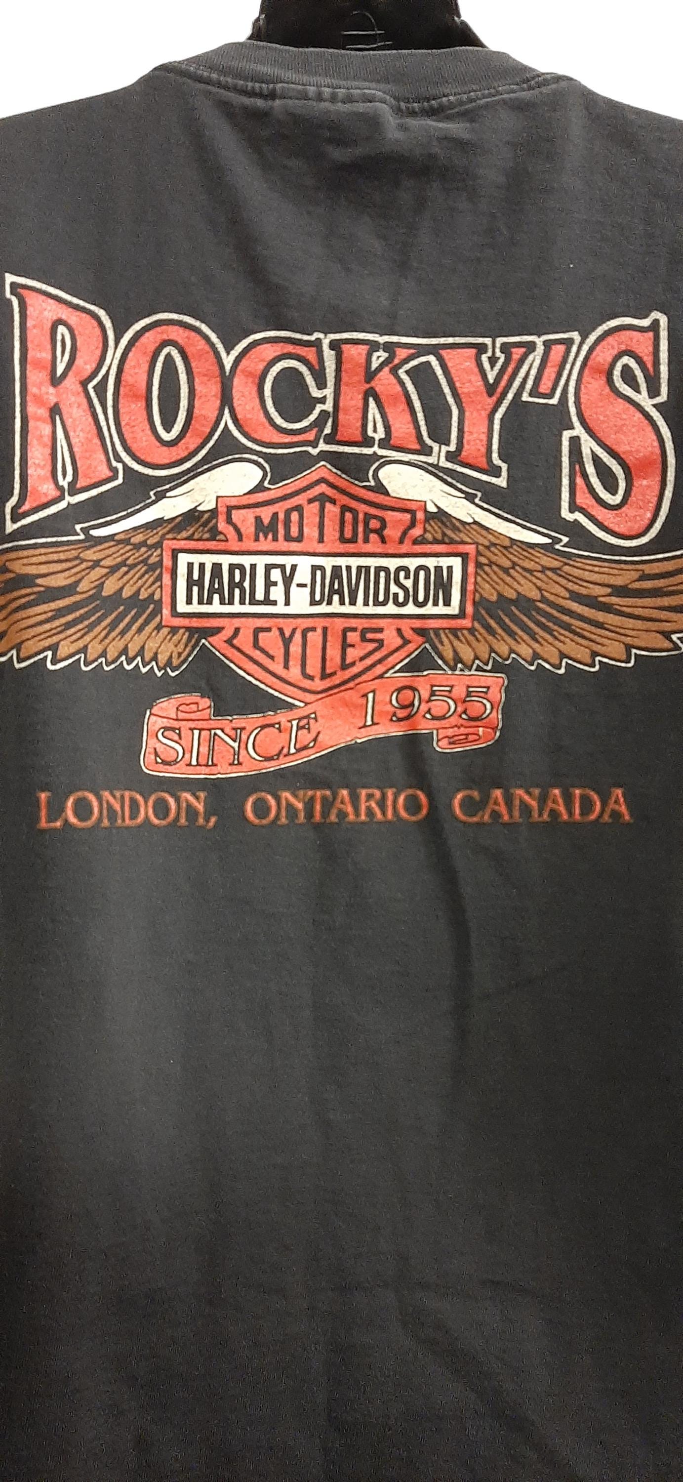 Vtg 80s Oneita Power-t Black Harley-davidson Single Stitch T-shirt 