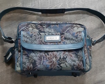 Vintage 1980&#39;s Jordache Floral Tapestry Bag Carry-on Bag Weekend Bag Footed