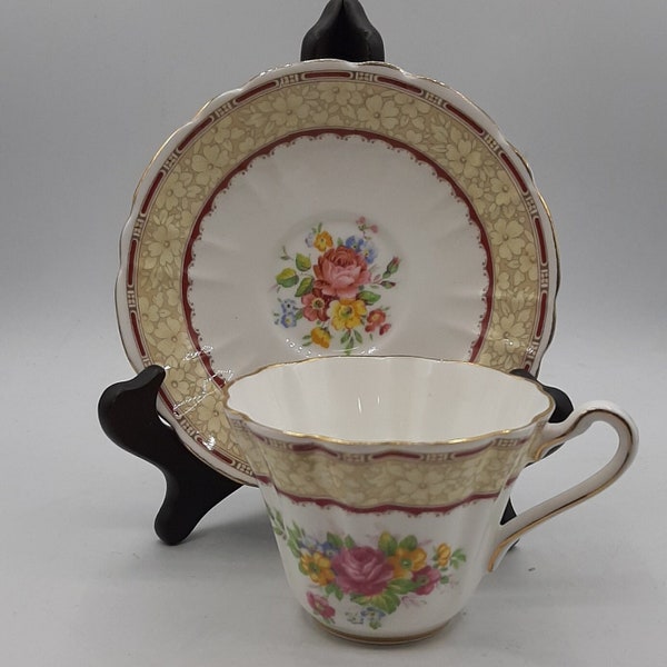 Vintage Gladstone Gold Tea Cup and Saucer Bone China Made in England